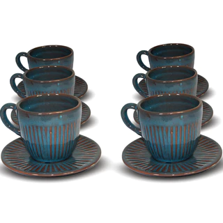 Kit 6 Xícaras de Chá com Pires Cerâmica Louças Decoração Cafeterias Padarias Confeitarias Coffee