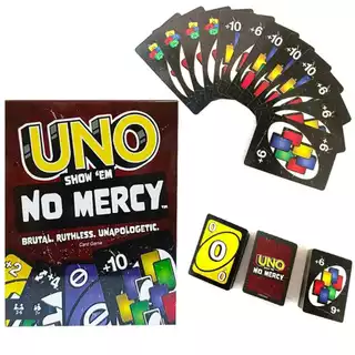UNO No Mercy Lata Ou Caixa, Jogo de Cartas Divertido Original UNO