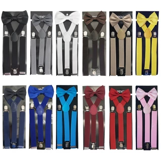 Kit 1 Suspensório + 1 Gravata Borboleta Para Adulto Unissex Casamento Eventos-luna_hyq