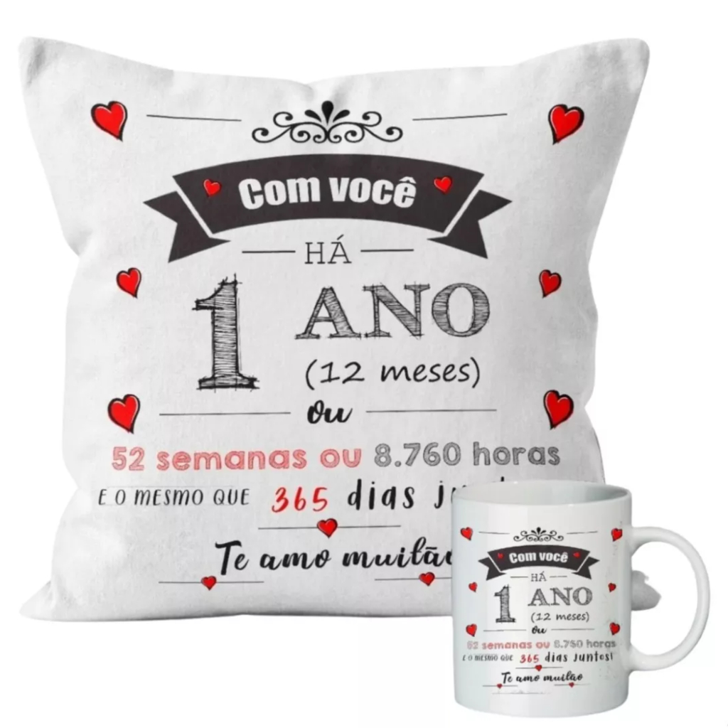 Kit Presente Aniversário De Namoro Almofada e Caneca Para Namorada (o ...