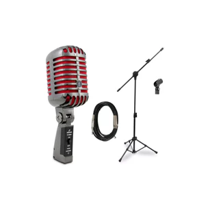 KIT Mic Arcano Vintage VT-45 BK2 + Pedestal PMV + Cabo XLR/P10