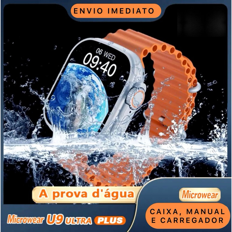 SmartWatch W69 Plus à prova d'água IP68 Série 9 Bússola 2.2 Tela Grande Relógio Inteligente Esportes