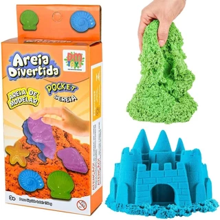 Areia Magica Divertida Para Modelar Sensorial Com Moldes Colorido 150G