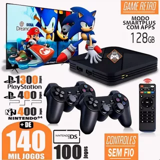 Vídeo Game Elite Retro Black 140.000 Mil Jogos Clássicos 128gb Com 2 Controles Usb