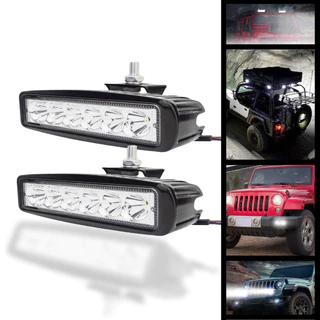 Par Farol de Milha Auxiliar Barra Universal Carro LUZ FORTE- 6 Leds-18w- 12v- 6000k- A prova d'água /Off Road Moto Carro Caminhão suv Holofotes Trator Ônibus GZD118 SUPER LED