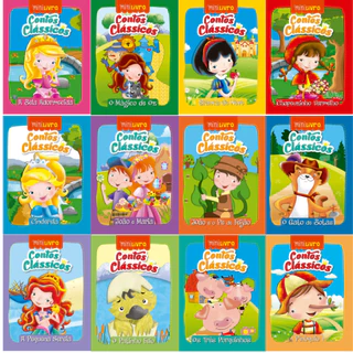 Kit Mini Livro Contos Clássicos Histórias Infantil Fábulas