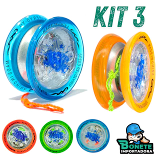 Kit 3 Yoyo ioio Metal com proteção em silicone com rolamento profissional speed com led