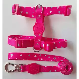 Peitoral H Anti-puxão triângulo rosa para cachorro