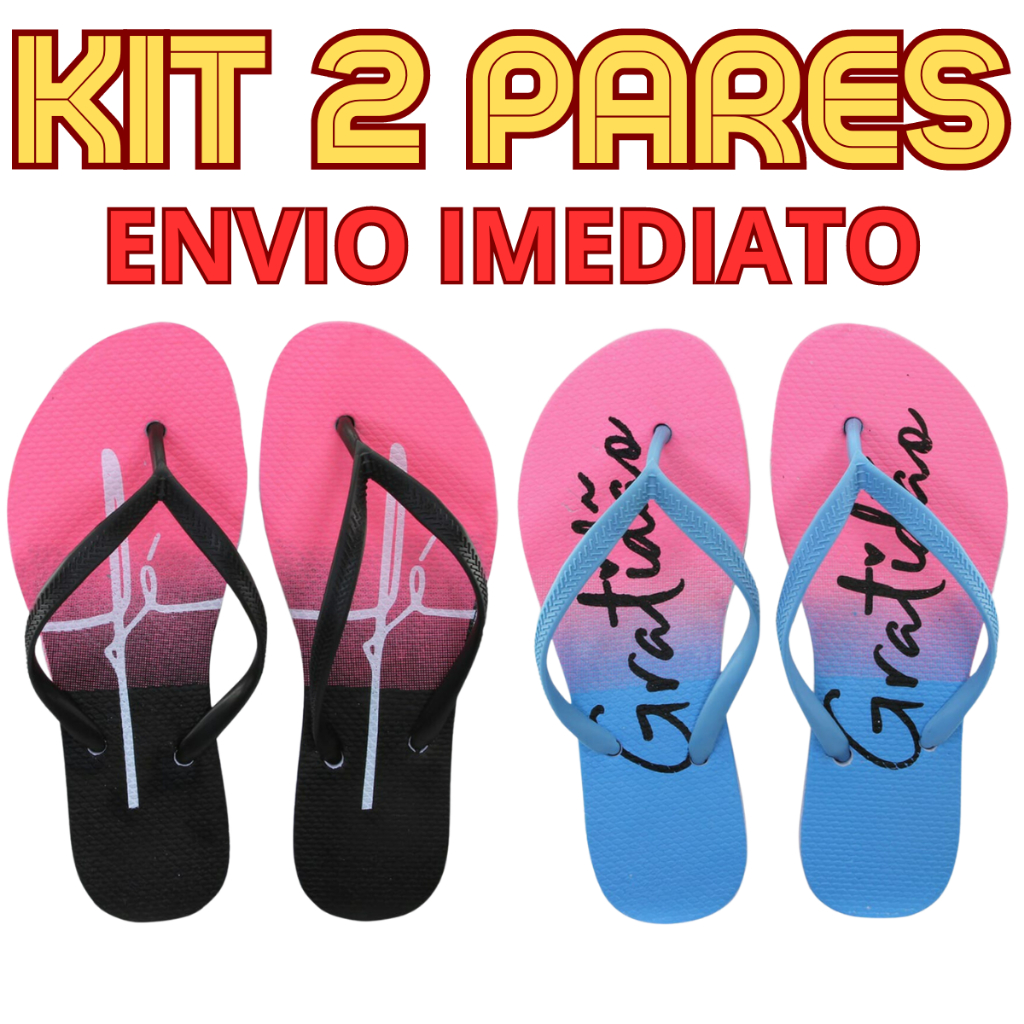 Kit 2 Pares Chinelo Feminino Confortável Estampado