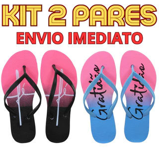 Kit 2 Pares Chinelo Feminino Confortável Estampado