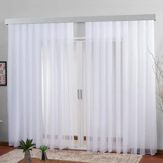 Cortina de Voil Liso para Sala e Quarto 6.00x2.80 Trilho Suiço
