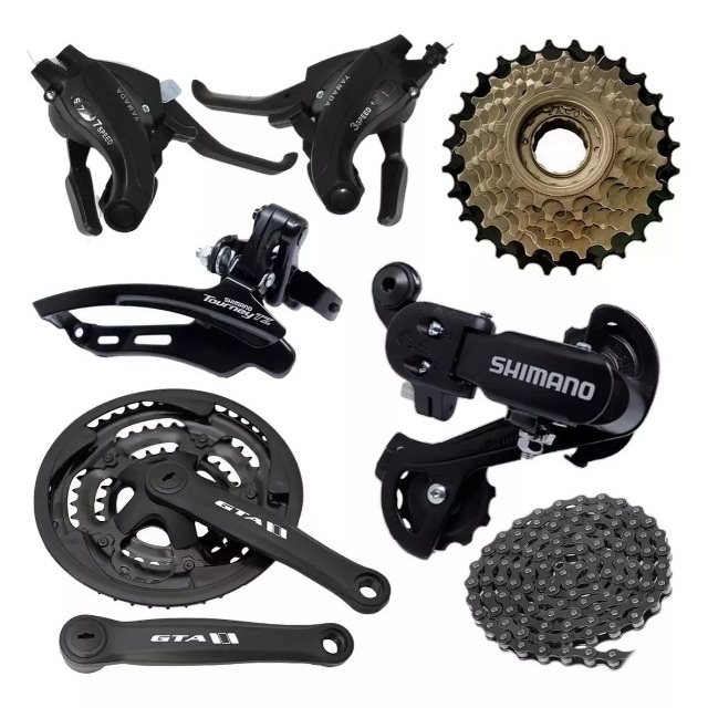 Kit Relação Completa 21 Marchas C/ Câmbios Shimano + Rapid Fire Aluminio 7v Bike Mtb Aro 26 29