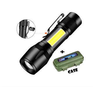 Kit 4 Mini Lanterna Tática, USB, luz forte, portátil, Zoom e Led Recarregável Com Clipes