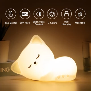 Luminária Mesa Colorido Gatinho Fofo Recarregavél Silicone