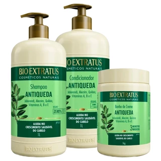 Kit Bio Extratus Jaborandi Antiqueda (Shampoo, Condicionador e Banho de Creme 1L/Kg)