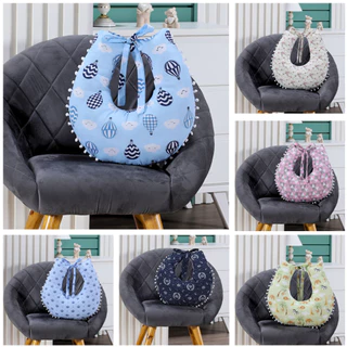 Almofada Amamentação para Amamentar Travesseiro com Zíper e Pompom com Tecido Estampado 100% Algodão em Oferta na Shopee
