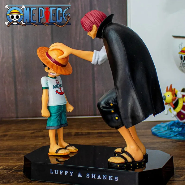 Boneco One Piece Shanks E Luffy Action Figure 18cm Colecionavel Nerd Anime