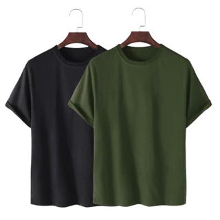 Kit 2 Camisetas Masculinas Basicas gola ribana costura ombro a ombro Camisa Slim 100% Algodão 30.1 Cores diversas