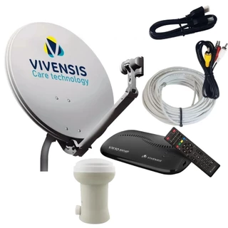 Kit Completo Para Tv Antena + Receptor VX10 Vivensis + LNBF + Cabo