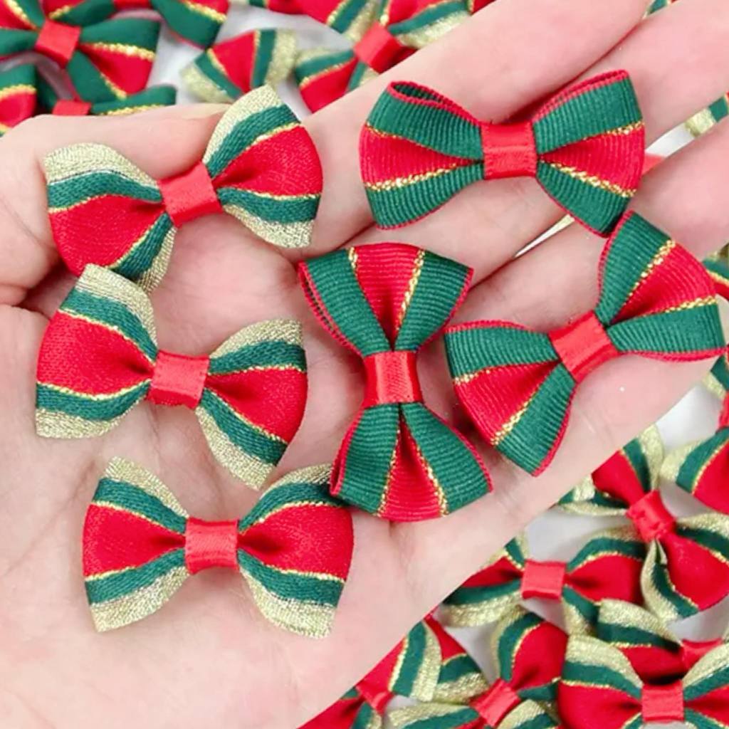 Laços de Fita com 3,5 cm - 15 Unidades - Aplicação, Tiaras, Natal ...