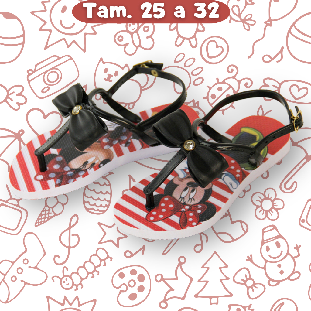Chinelo Infantil Menina Fivela Chinelinho Personagens Desenhos Animados Brilhante