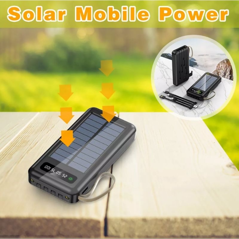 Carregador De Celular 4em1 Power Bank Portátil Placa Solar 10.000mah