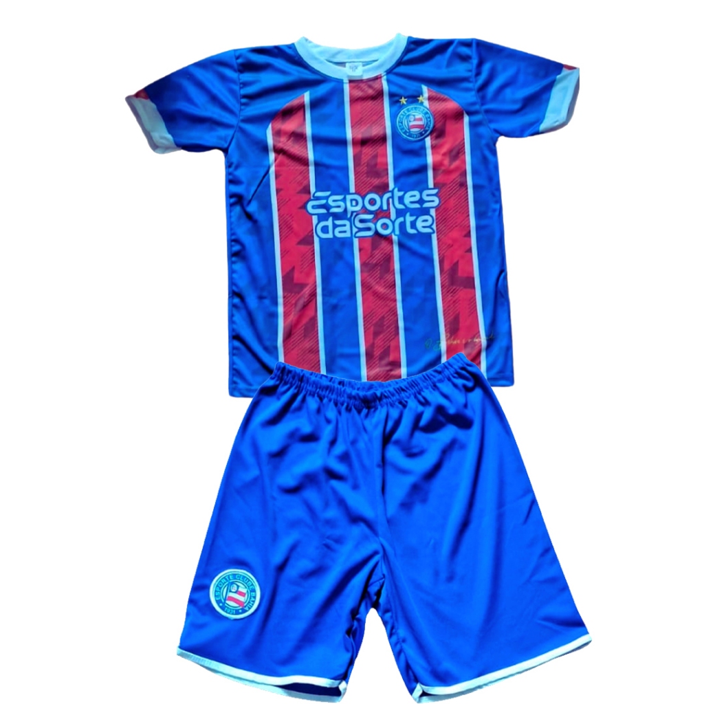 Kit Bahia Futebol Infantil Tricolor Baiano - Pronta Entrega