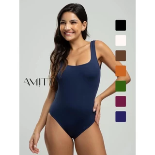 Body Feminino Decote Quadrado Alça Larga Suplex Poliamida Blusinha Básica