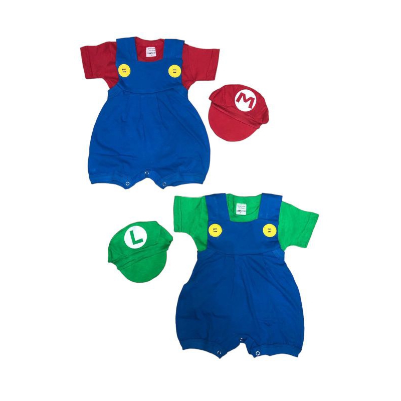 Fantasia para bebê Mario e Luigi kit com 3 pcs