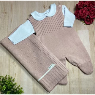 Macacão De Tricot Bebe e Saida Maternidade Gola Redonda - Opções de cores