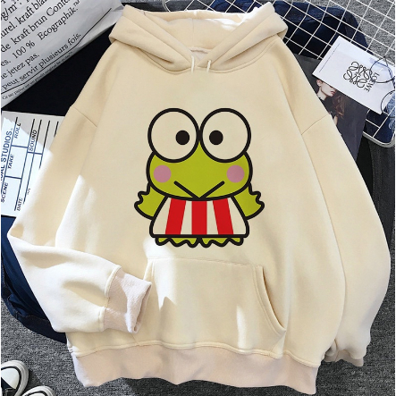 Moletom Canguru Algodão Unissex Com Capuz Keroppi Personagem Sapo