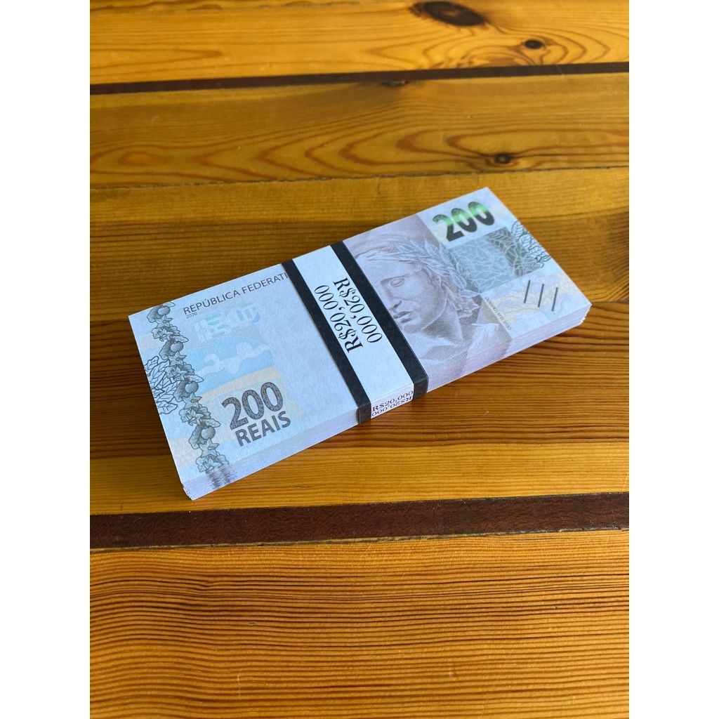 Nota Fake De 200 (Sem Valor) Tamanho Real Idêntica 50 Unidades | Shopee ...