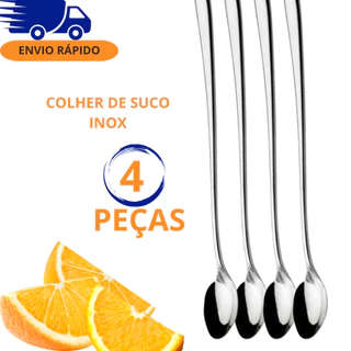KIT 4 COLHER BAILARINA CABO LONGO 30CM EM AÇO INOX PREPARADO DE SUCOS BEBIDAS COM FACILIDADE