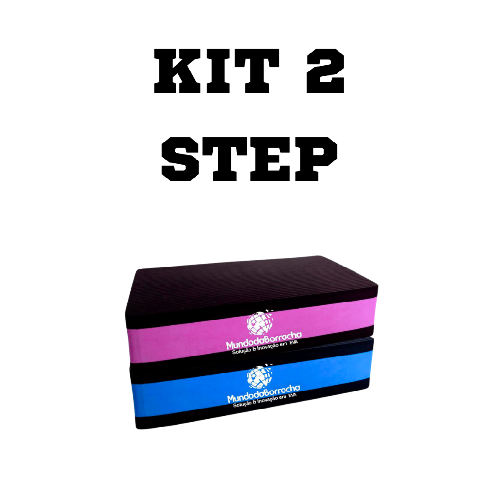 Kit 2 Step 52cm x 28cm x 10cm para academia exercícios aeróbica fitness ...