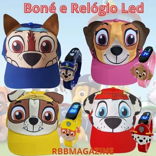 Boné 3D Patrulha Canina + relógio de Led à prova d'água com aplique emborrachado.