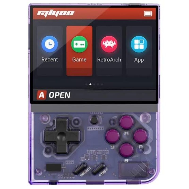 Miyoo Mini Plus 64gb Lotado de Jogos na cor Roxa Transparente + case de proteção