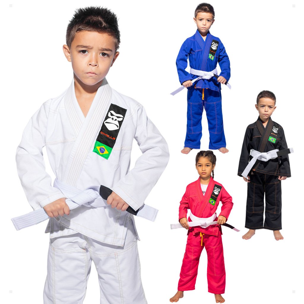Kimono Infantil + Faixa Simples Juvenil Menino Menina Artes Marciais Luta Treino Criança Gorilla