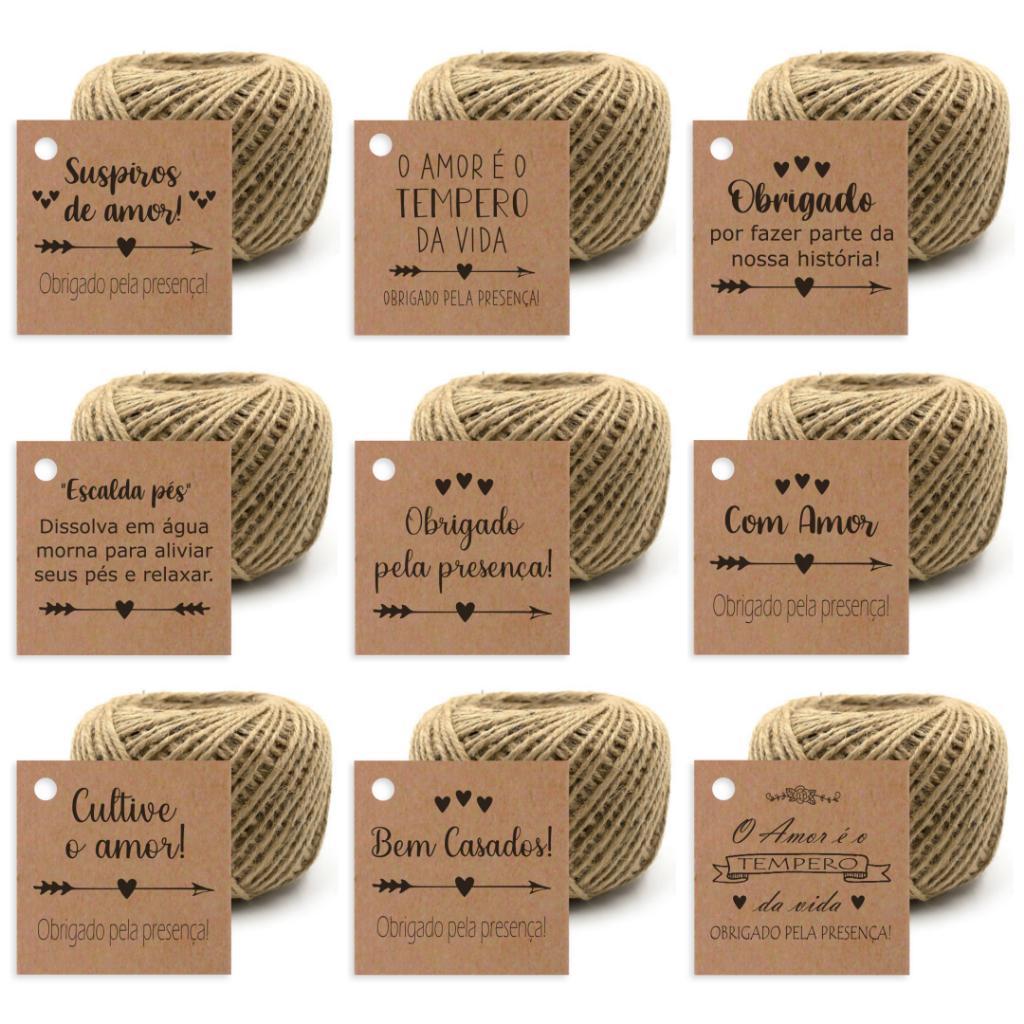 Tags Casamento Lembrancinha Kraft - Suspiros De Amor O Amor É O Tempero Da Vida - Obrigado Pela Presença Etiqueta