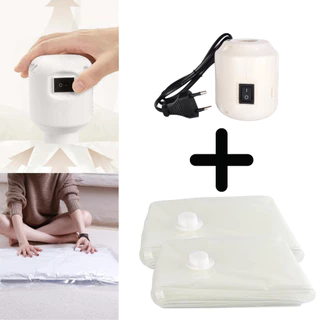 Kit com 01 Bomba Elétrica 220v e 02un Saco organizador P/ Embalar A Vácuo Plástico Transparente - Top