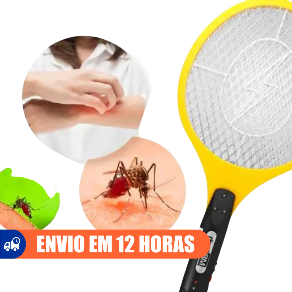 Raquete Elétrica de Matar Mosquito Recarregável Alta Potência Bivolt MB ...