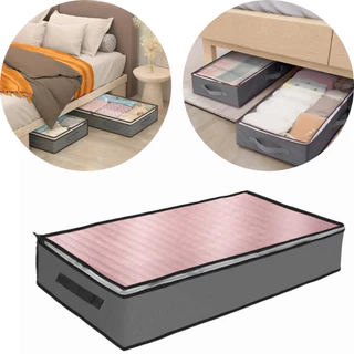Kit 4 Caixa Organizadora Multiuso Grande Para Cobertas Edredom e Roupas Com Tampa e Visor 80x45cm