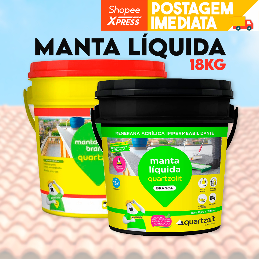 Manta borracha Líquida Impermeabiliza Infiltração Laje Telha 18kg ...