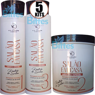 5 KIT SALÃO EM CASA VIA CHARM COSMÉTICOS NUTRIÇÃO E HIDRATAÇÃO