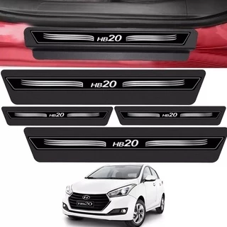 Kit 8 Peças Adesivo Soleira Plus Porta Hb20 2013...2022 Preto