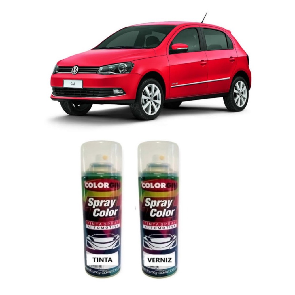 Kit Tinta automotiva spray Vermelho Flash IV Volkswagen + Verniz 300ml ...