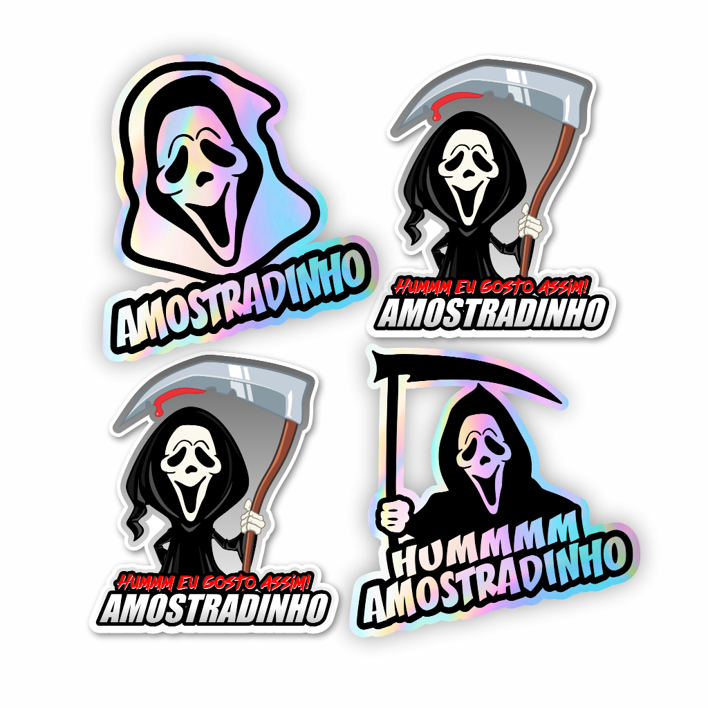 4 Adesivos Amostradinho Meme hummm Holográfico e Impresso