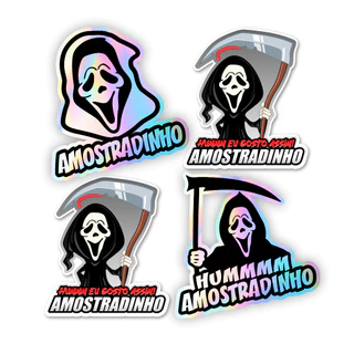 4 Adesivos Amostradinho Meme hummm Holográfico e Impresso
