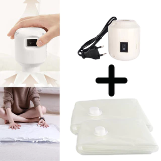 Kit com 02un Saco organizador P/ Embalar A Vácuo Plástico Transparente e 01 Bomba Elétrica 220v MIMI