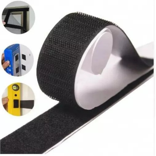 Fecho De Contato Rolo Com Adesivo 25mm Tela Mosqueteiro Branco ou Preto Macho E Femea