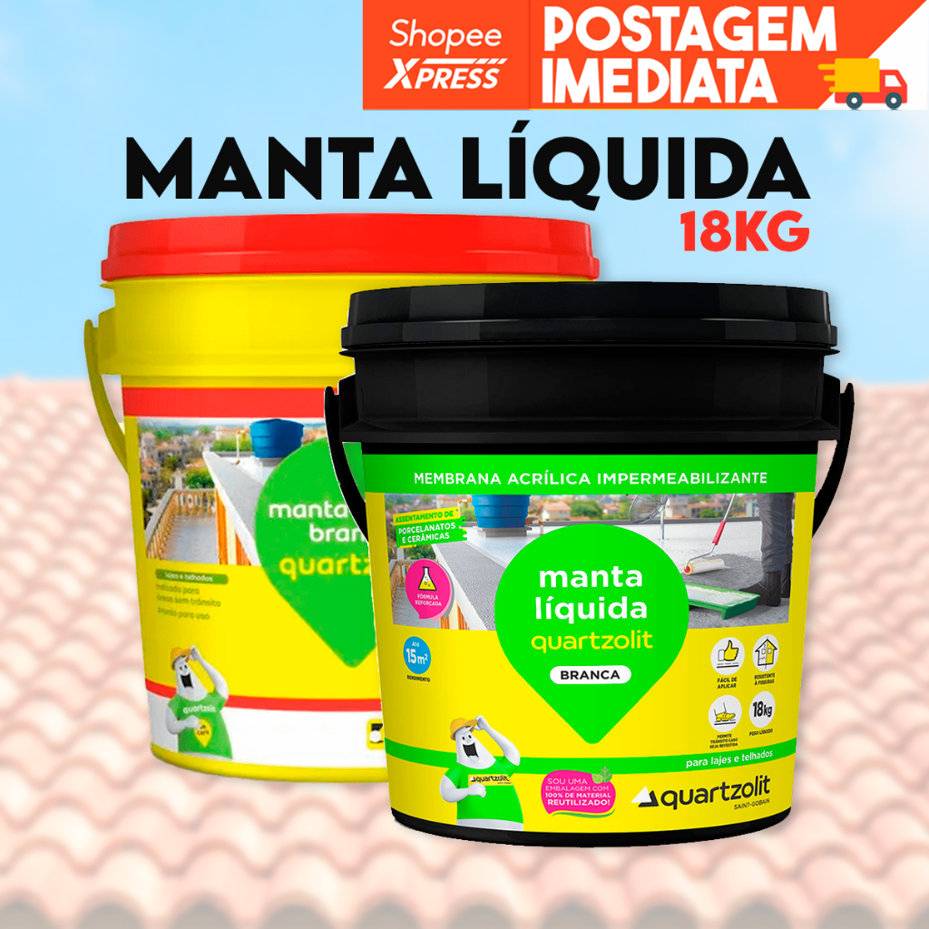 Manta borracha Líquida Impermeabiliza Infiltração Laje Telha 18kg quartzolit
